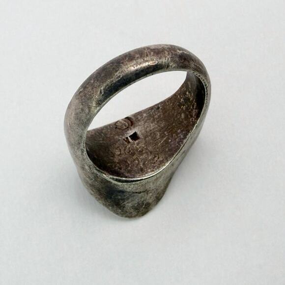 Vintage 50s Taxco Eagle Mark Sterling Silver Modernist Saddle Ring - Picture 4 of 8